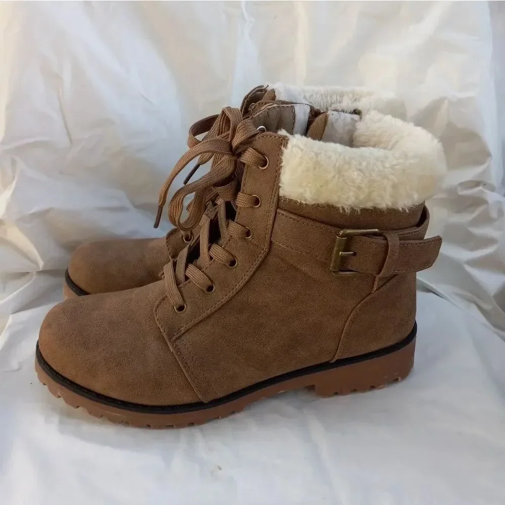 Aprex Adorable Faux Fur Women's Brown Boots size 9